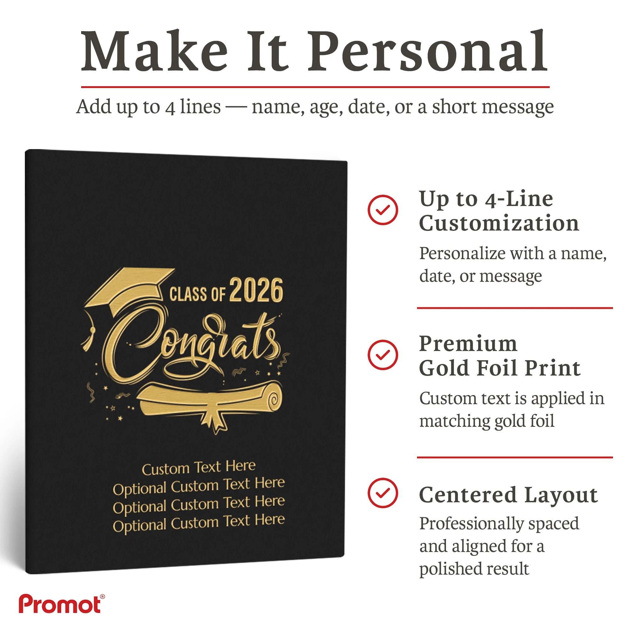 Personalized Graduation Party Guestbook- Class of 2026 (BLACK)